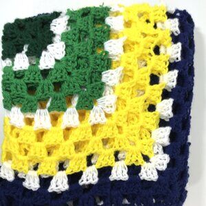 Vintage Crochet Afghan Blanket Throw Multicolor